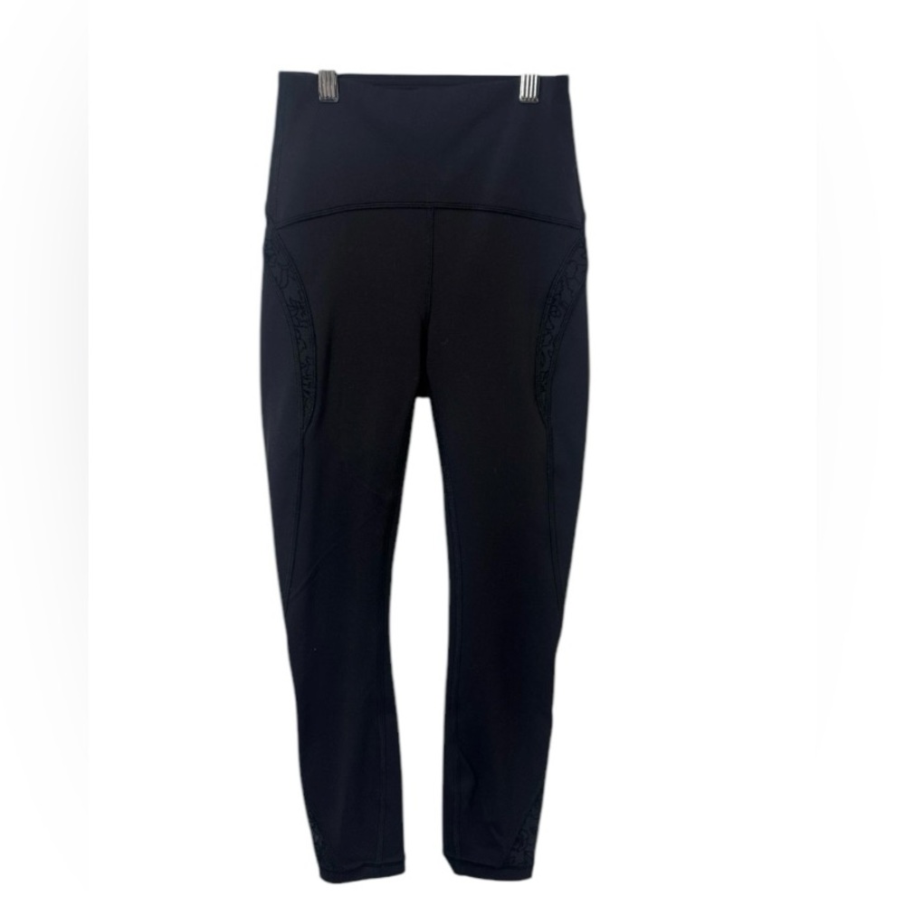 Lululemon Wunder Flocked Black High-Waisted Leggings Size 2